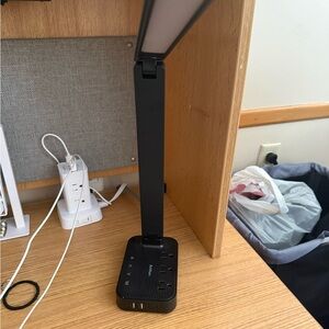 Sleek Black Desk Lamp with USB Ports